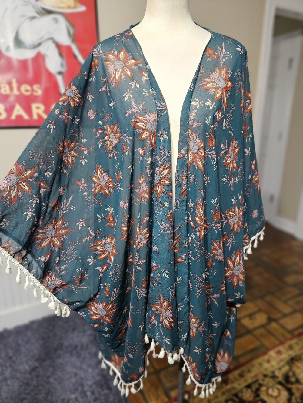 Green Floral Kimono 3XL